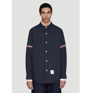 Thom Browne Nylon Armband Shirt Jacket in Navy Blue Size 1 (Small) Snap Front